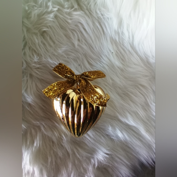 Valerie Parr Gold Glass Glitter Ribbon Ornament - Picture 2 of 2